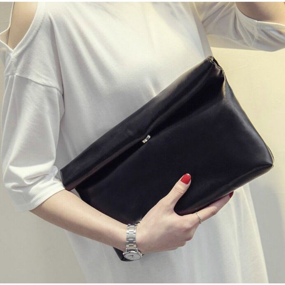 Los Angeles Boutique Leatherette Roll Foldable Package Clutch Purse Handbag Bag